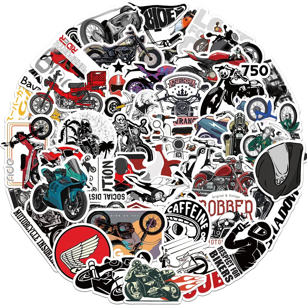 Cartoon Car Motorcycle Stickers for Suitcase, Skateboard, Laptop, Luggage, Phone, Car - 10/30/50Pcs Decals (Online Order Only)