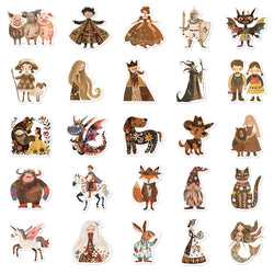 10/30/50PCS Cute Fairy Tale Character Stickers Funny Retro Cartoon Decals Waterproof Decoration DIY Diary Scrapbook Laptop Bike (Online Order Only)