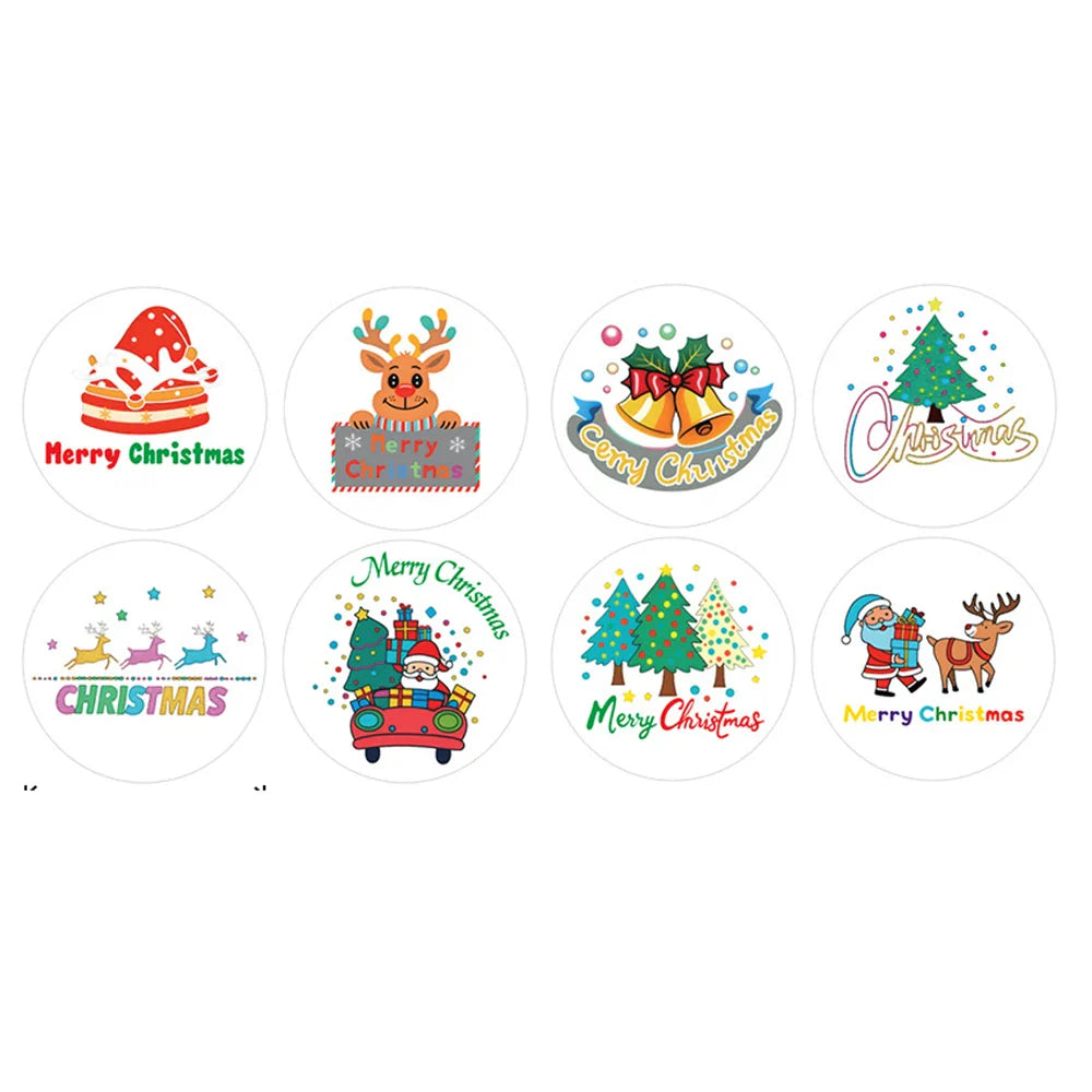 100-500pcs Santa Claus Tree Paper Label Cartoon Merry Christmas Sticker New Year Cute Snowman Stationery Stickers For Kids Gift (Online Order Only)
