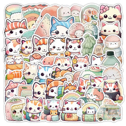 Cartoon Sushi Cat Stickers Pack for Laptop, Phone, Luggage, Stationery (Online Order Only)