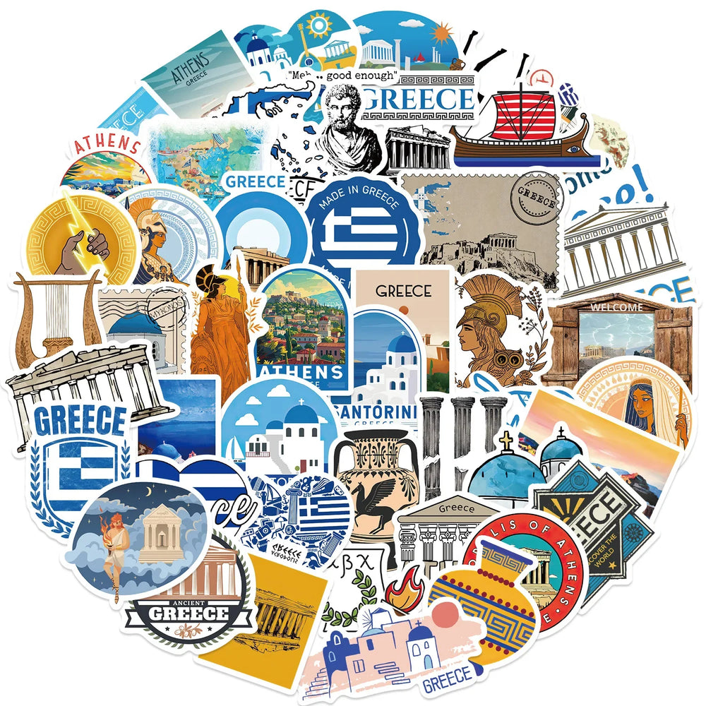 Greek Graffiti Cartoon Stickers for Suitcase, Skateboard, Laptop, Luggage, Phone (ONLINE ORDER ONLY)