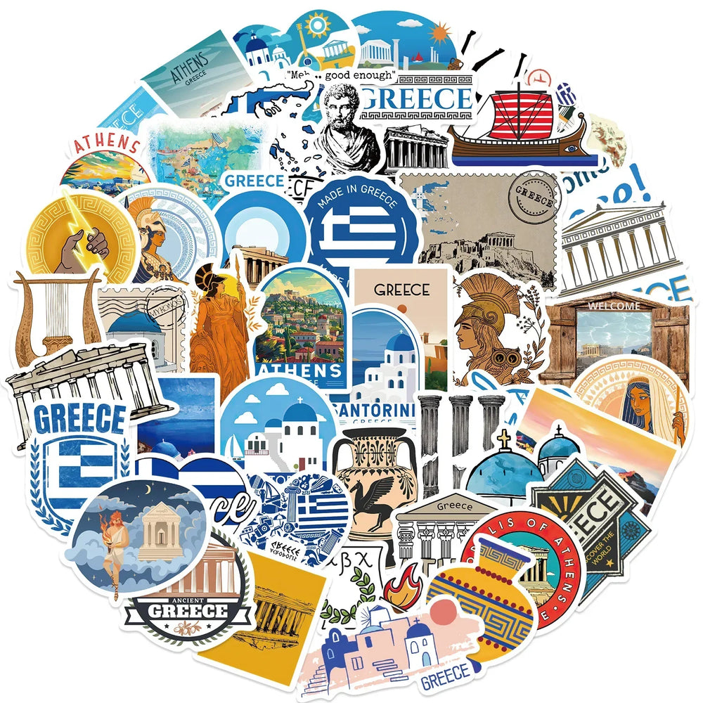 Greek Graffiti Cartoon Stickers for Suitcase, Skateboard, Laptop, Luggage, Phone (ONLINE ORDER ONLY)