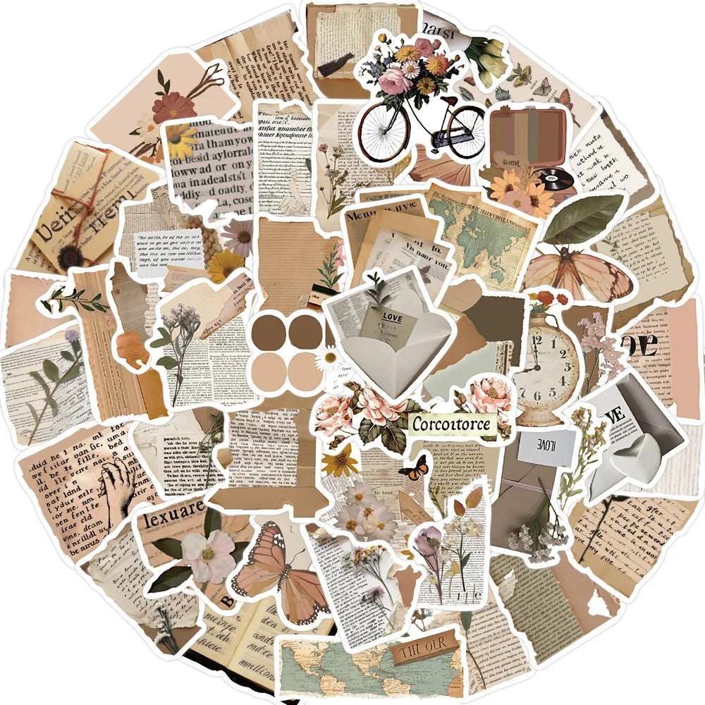 Vintage Style Sticker Pack: Laptop, Luggage, Skateboard, Car, Phone Decals (Online Order Only)