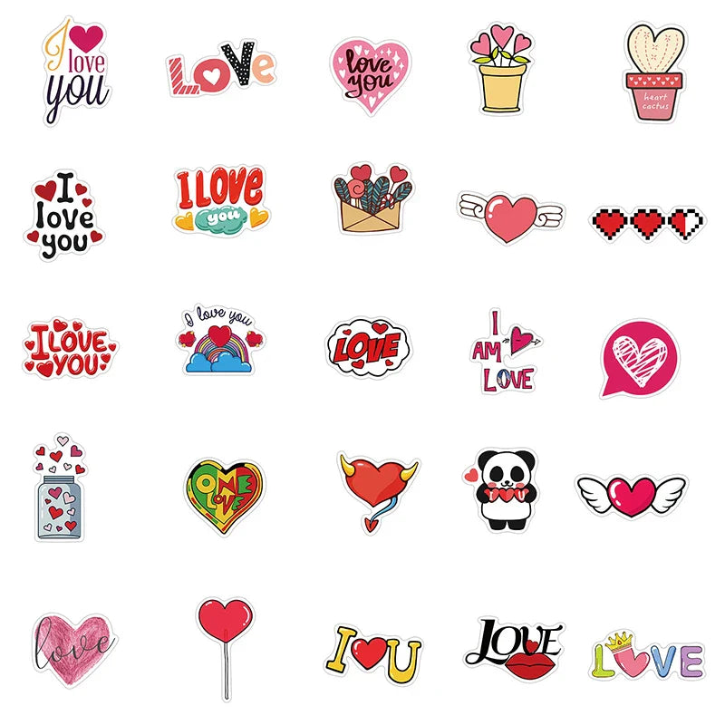 10/30/50PCS Cute Love Sticker Aesthetic Children's PVC Sketchbook Decoration Scrapbooking School Stationery Supplies for Kids (Online Order Only)