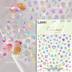Beach Colourful Conch Dolphin Shell Starfish Jellyfish Star Summer Sea Wave Vacation Mode Water Bubble Nail Art Stickers Decals (Online Order Only)