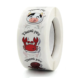 100-500pcs Round Cartoon Label Stickers Paper Cute Thank You Stickers for Baking Packaging Seal Labels Stationery Stickers (Online Order Only)