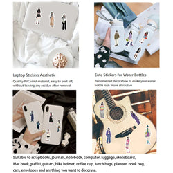 65pcs Fashion Mocha Girl Album Sticker Diy Computer Phone Scrapbooking Stickers Student Stationery Arts Crafts (ONLINE ORDER ONLY)