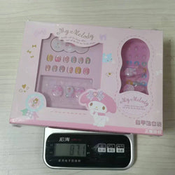 1Set(12Pcs+Jelly Glue+Stickers+Hairpin) Children Acrylic Fake Nails Kuromi Mymelody Cinnamoroll Fake Nails Non-Toxic Kid Gifts * (Online Order Only)