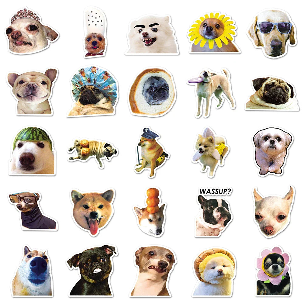 10/30/50PCS Cute Dog Caroon Stickers Decals Kids Toy Waterproof Laptop Luggage Notebook Fridge Guitar Helmet Funny Children Gift (ONLINE ORDER ONLY)