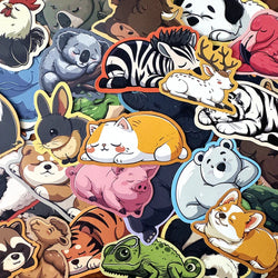 Corgi Cat Animal Stickers Waterproof for Phone Laptop Suitcase Cup (Online Order Only)