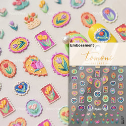Golden Border Tulip Bloom Flower Bowknot Geometric Frame Metal Workmanship Charming Adhesive Nail Art Sticker Manicure Decals (ONLINE ORDER ONLY)
