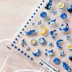 Starlit Sky Star Moon Oil Painting Colour Abstract Planet High Saturation Self Adhesive Nail Art Stickers Dreamy Manicure Decals (ONLINE ORDER ONLY)