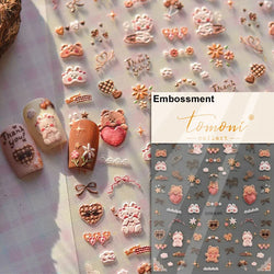 Charming Cherry's Cake Cute Bowknot Pink Blue Bear Flower Bouquet Strawberry Adhesive Nail Art Sticker Rhinestone Manicure Decal (Online Order Only)