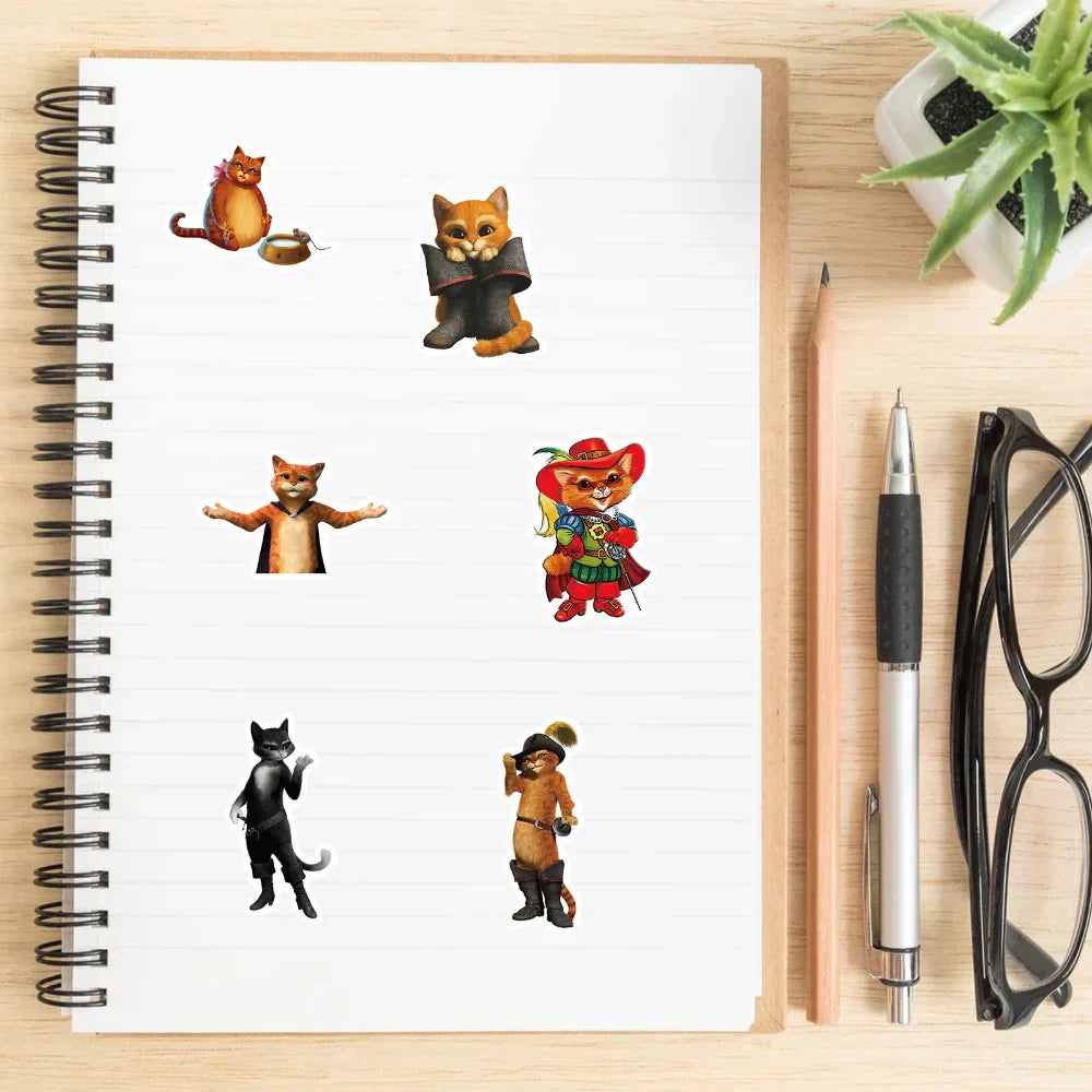 10/52Pcs 90s Classic Cartoon Movie Puss in Boots Stickers for Skateboard Laptop Guitar Luggage Bike Scrapbook Decal Kids Toys (ONLINE ORDER ONLY)