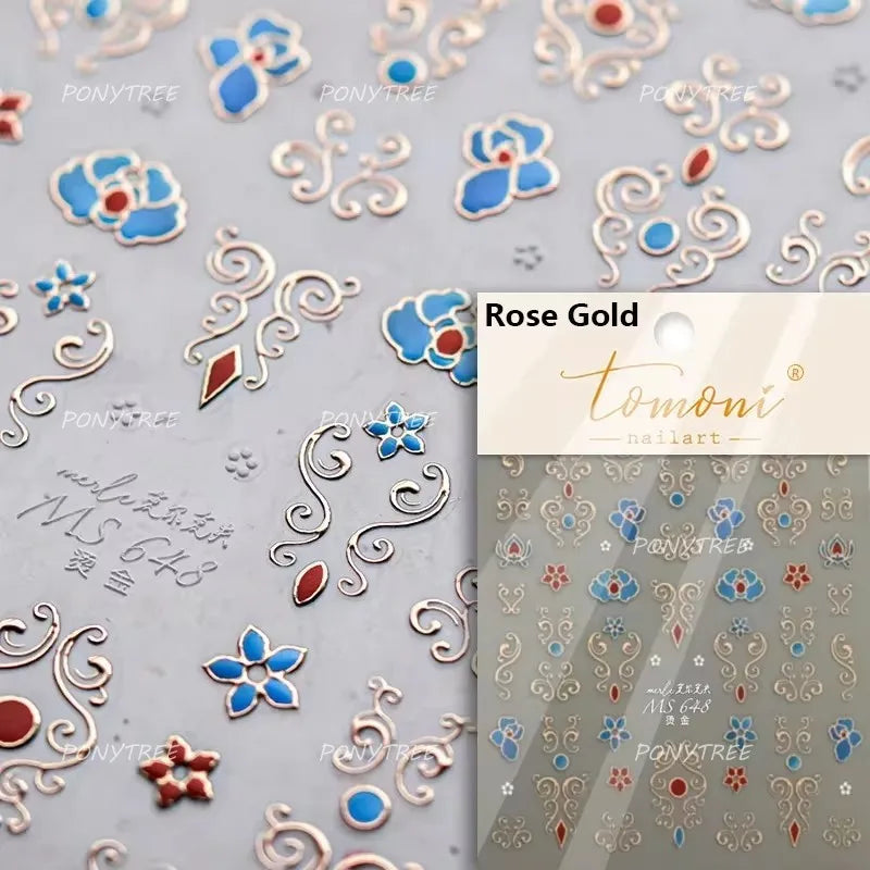 Hot Stamping Pearl Mahjong Get Rich Winning Card Bowknot Self Adhesive Nail Art Stickers Character Photo Frame Manicure Decals (Online Order Only)