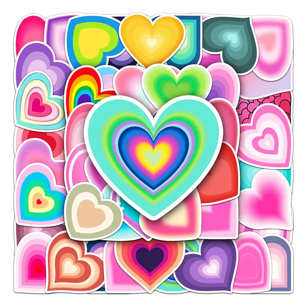 Gradient Heart Stickers Waterproof Decals for Luggage, Fridge, Laptop (10/30/50PCS) (Online Order Only)
