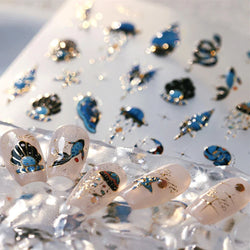 Blue Butterfly Planet Star Conch Snake Shell Clam Pearl Whale Jellyfish Moon Adhesive Nail Art Stickers Dreamy Manicure Decals (Online Order Only)
