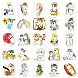 10/30/50/100PCS Cute Cat Stickers Hand Painted Cartoon Animal Decals Kids Toys Laptop Phone Guitar Decoration Graffiti Sticker (ONLINE ORDER ONLY)