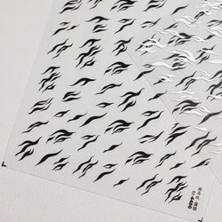 Chic Halo Dyeing Zebra Stripes Tender Black White Line Design Crescent Moon Arc Adhesive Nail Art Sticker Relief Manicure Decals (Online Order Only)