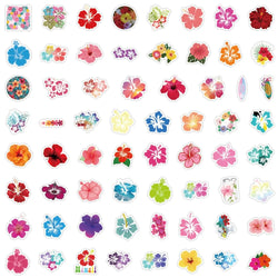 10/60pcs Vivid Hibiscus Flowers Cartoon Little Fresh Style Stickers Graffiti Decals for Laptop Guitar Suitcase Skateboard Kids (ONLINE ORDER ONLY)
