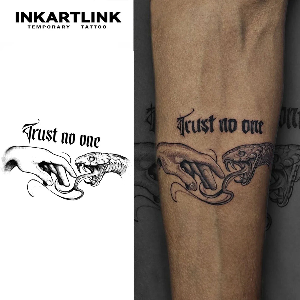 Hand and Snake Temporary Tattoo,Lasts To 15 Days New Technology Magic Waterproof Semi Permanent Sticker. (ONLINE ORDER ONLY)