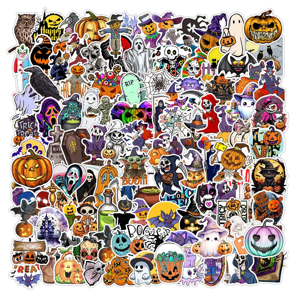 Halloween Pumpkin Bat Ghost Stickers Decals for Laptop Luggage Skateboard (Online Order Only)