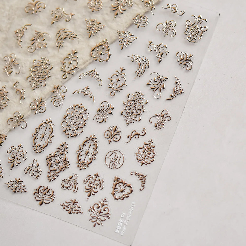 Baroque Figure Flower Totem Geometric Star Love Heart Hot Stamping Embossed Relief Self Adhesive Nail Art Sticker Manicure Decal (ONLINE ORDER ONLY)