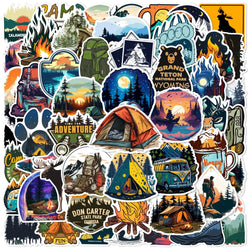 10/50pcs NEW Outdoor Hiking Camping Stickers Vinyl Waterproof Decals DIY Skateboard Laptop Bike Phone Car Travel Luggage Sticker (Online Order Only)