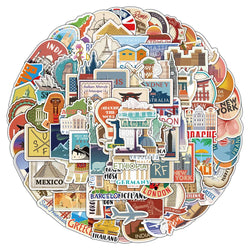 Vintage Travel Landscape Stickers - Waterproof for Laptop, Phone, Car, Luggage, Motorcycle (10/30/50/100pcs) (Online Order Only)