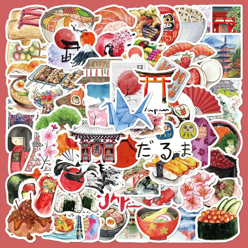 64pcs Cartoon Travel Stickers for Helmet, Wall, Desktop Decoration (Online Order Only)