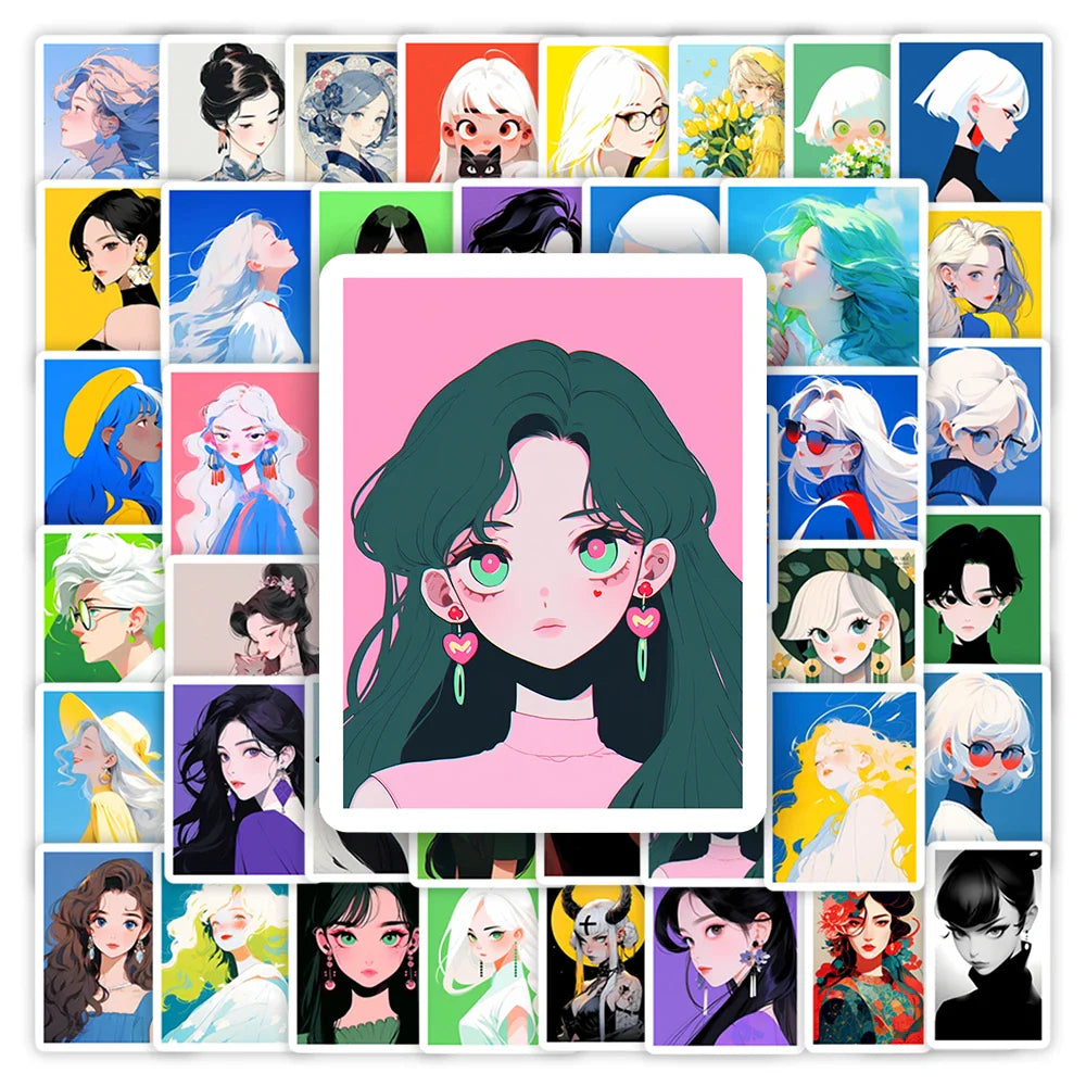 Cool Girl Aesthetic Sticker Drawn DIY Gift Decorative Decal for Scrapbook Journal Diary Luggage Laptop Phone Bottle Waterproof (ONLINE ORDER ONLY)