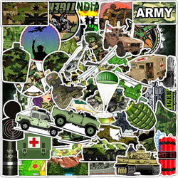 Graffiti Army Tank Stickers: Luggage, Water Bottle, Phone, Laptop, Guitar, Skateboard, Helmet, Car (Online Order Only)
