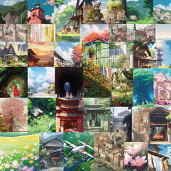60Pcs Anime Cartoon Street View Landscape Stickers Waterproof ins Aesthetic Decals for Scrapbook Phone Diary Laptop Kids Toys (ONLINE ORDER ONLY)