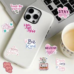 10/30/50PCS Kawaii Encourage Pink PVC Sticky Sticker Aesthetic DIY Stationery Decoration Scrapbooking School Supplies for Kids (ONLINE ORDER ONLY)