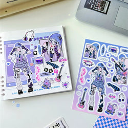 1pcs New Kawaii Heartbeat Girl Scrapbooking Sticker Art Collage Diary Journal DIY Craft Aesthetics Decorative Sticker Stationery (ONLINE ORDER ONLY)
