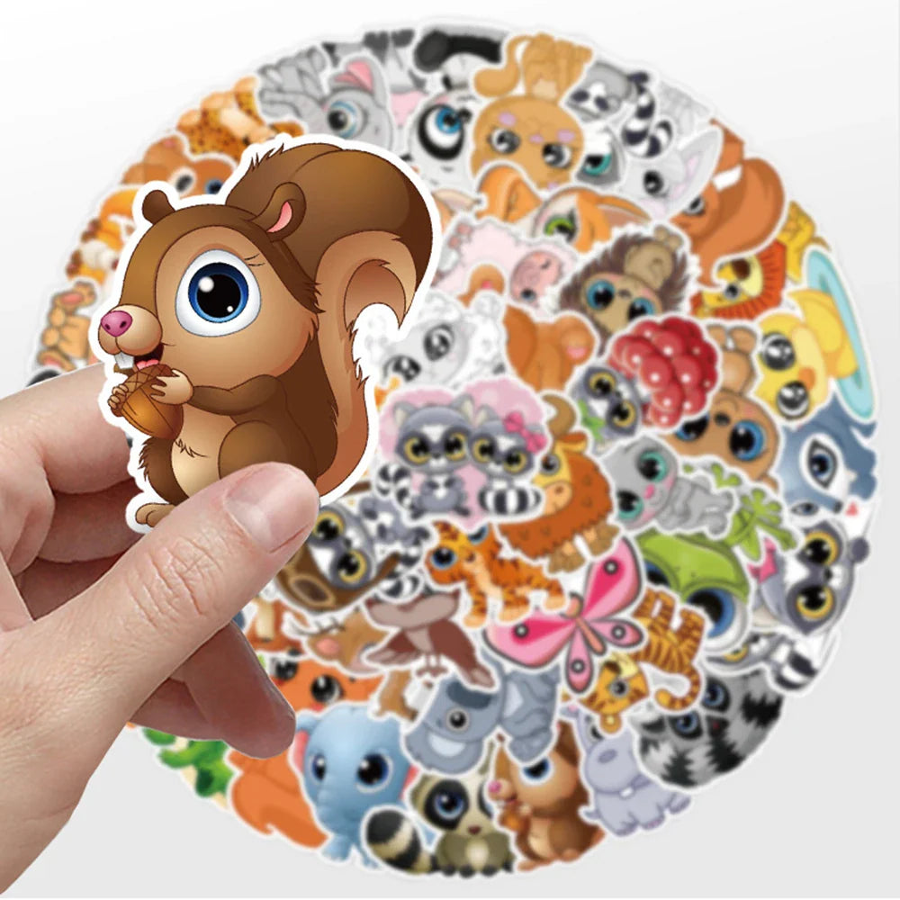 10/30/50PCS Cute Big Eyes Animals Sticker Cartoon Kawaii Decals Gift For Kids Laptop Notebook Guitar Phone Suitcase Car DIY Toys (Online Order Only)