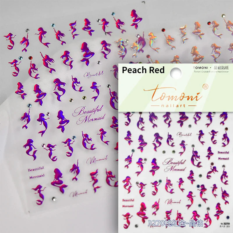 Little Red Fish Jelly Summer Goldfish Carp Ocean Beach Mermaid Sea Shiny Small Koi Soft Relief Nail Art Stickers Manicure Decals (ONLINE ORDER ONLY)