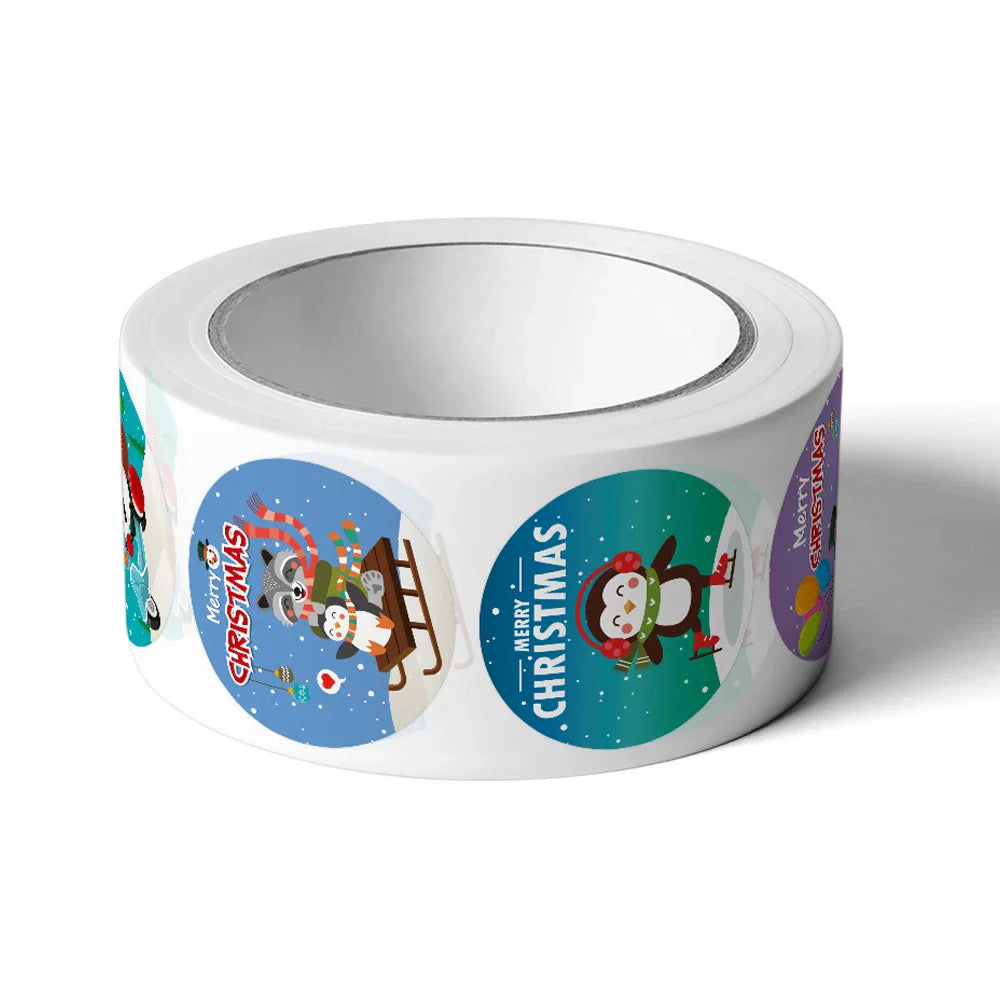 100-500pcs Merry Christmas Sticker Party Stickers Christmas Party Decoration Sticker New Year Gift Box Seal Baking Cake Sticker (Online Order Only)