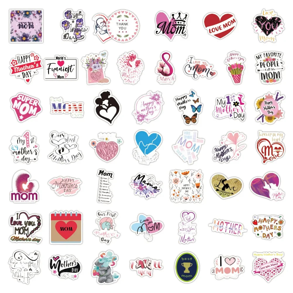 50/100Pcs Mother's Day Sticker Quotes Sentences DIY Laptop Luggage Refrigerator Skateboard Toy Decal Sticker (ONLINE ORDER ONLY)