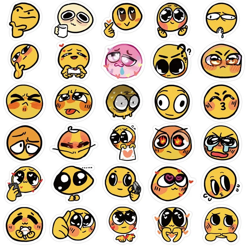 10/30/60PCS Cute Mood Yellow Sticker Aesthetic Korean Stationery Children's PVC Decoration Scrapbooking School Supplies for Kids (ONLINE ORDER ONLY)