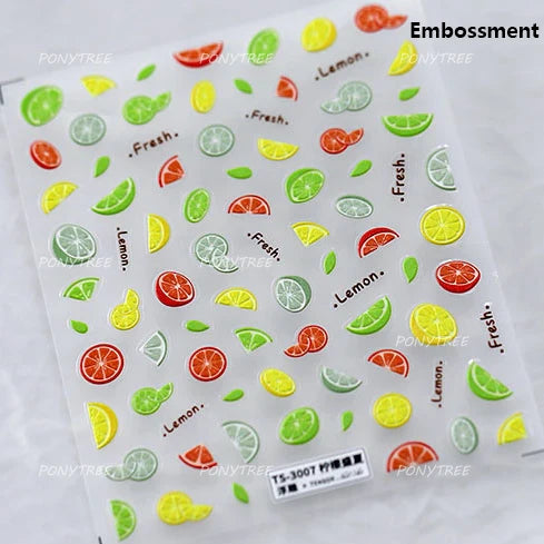 Summer Beach Bikini Watermelon Cat Popsicle Swim Ring Ice Cream Shell Coconut Tree Nail Art Decoration Stickers Manicure Decals (Online Order Only)
