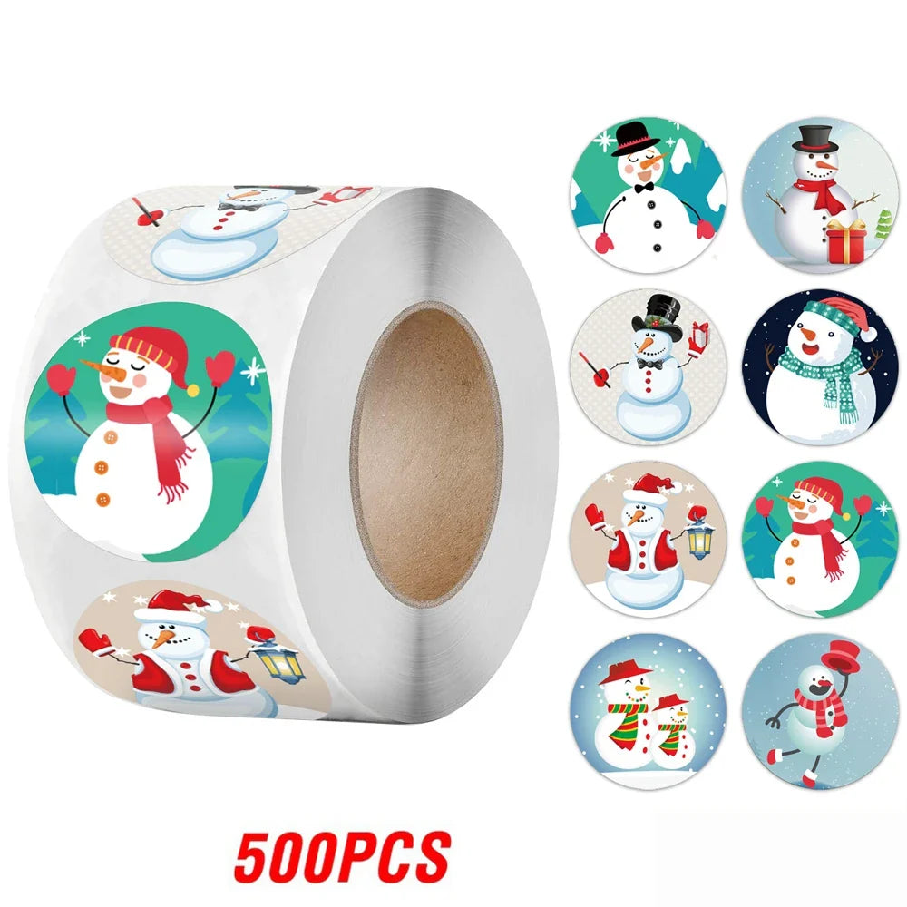 100-500pcs Merry Christmas Gift Decorative Stickers Round Thank You Labels Handmade Candy Biscuits Package Christmas Sticker (ONLINE ORDER ONLY)