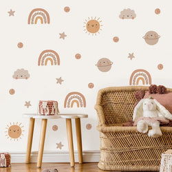 Boho Rainbow Sun Nursery Wall Decals Vinyl Stickers Kids Room Decor (Online Order Only)
