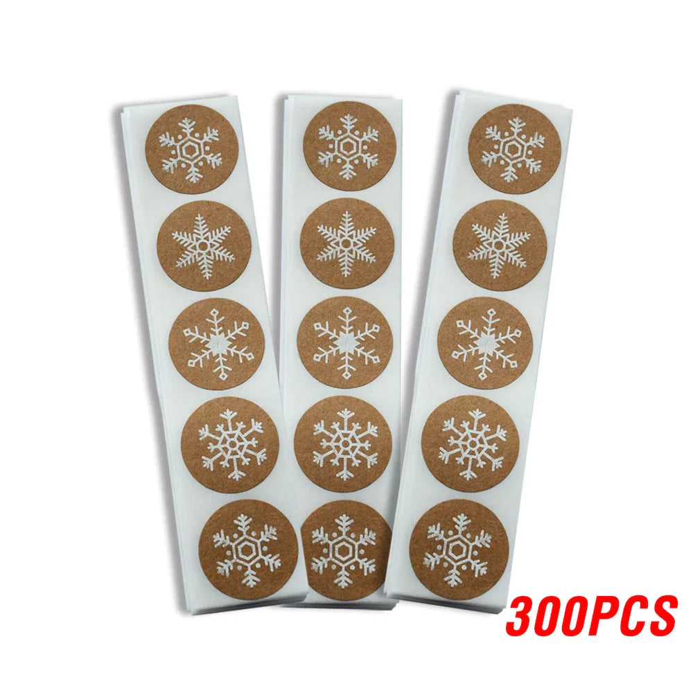 100-500pcs Round Christmas Stickers 6 Styles Snowflake Holiday Sticker Halloween Cute Lable For Scrapbooking Stationery Sticker (Online Order Only)