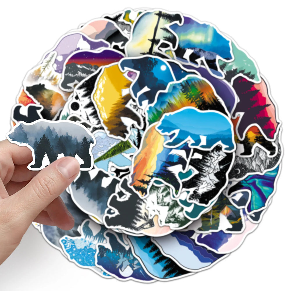 Grizzly Bear Cartoon Stickers Pack - DIY Scrapbook, Laptop, Phone, Guitar Decals (ONLINE ORDER ONLY)