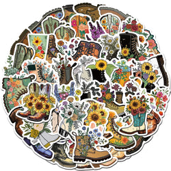 Cartoon Flower Boots Stickers for Suitcase, Skateboard, Laptop, Luggage, Phone - 10/30/50Pcs DIY Decals (ONLINE ORDER ONLY)