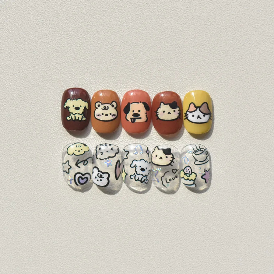 Line Cat Dog Bear Rabbit Chicken Animals Apple Cherry Cake Bowknot Butterfly Balloon Rainbow Nail Art Stickers Manicure Decals (ONLINE ORDER ONLY)