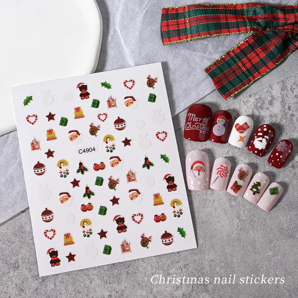 Merry Christmas Penguin Nail Art Sticker 3D Slider Deer Santa Claus Decal New Year Nail Decorations Sticker Manicure Accessories (ONLINE ORDER ONLY)