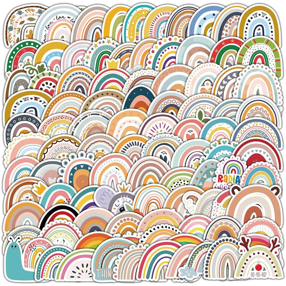 Kawaii Rainbow Bridge Cartoon Stickers for Laptop, Phone, Guitar - 10/30/50/100pcs (ONLINE ORDER ONLY)