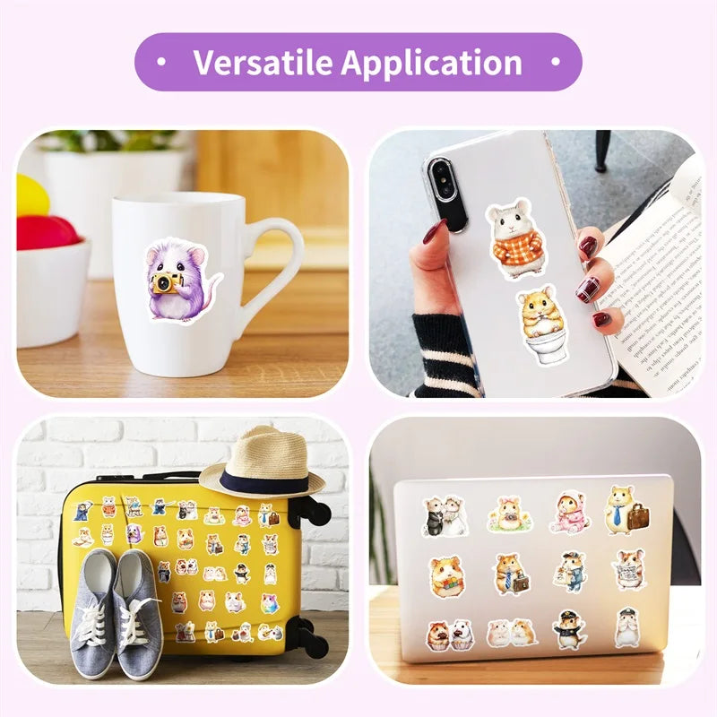 10/30/50PCS Kawaii Hamster Sticky PVC Sticker Aesthetic DIY Children's Decoration Scrapbooking Hand Accounting Supplies for Kids (Online Order Only)
